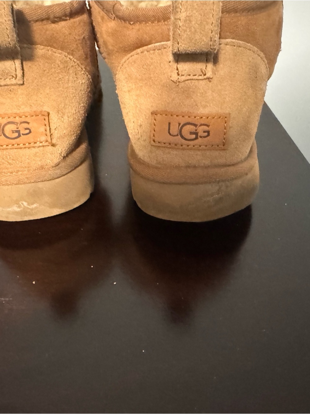 UGG Classic Ultra Mini Chestnut Suede Shearling Booties - Picture 8 of 8